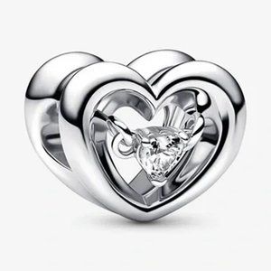 Pandora Radiant Heart & Floating Stone Charm  power of love Pendant Silver